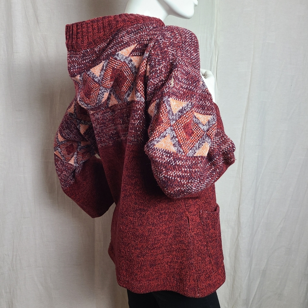 Vintage Eaton Women's L Jacket Acrylic Nordic Geometric Alpine Long Sleeves - Picture 7 of 13